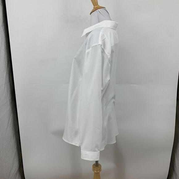 American Airlines Lands End Shirt Womens Plus 18W White Herringbone Long Sleeve - Picture 6 of 15